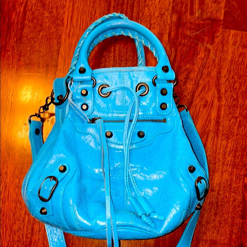 Balenciaga RH Regular Hardware Mini Pompon Bleu Paon